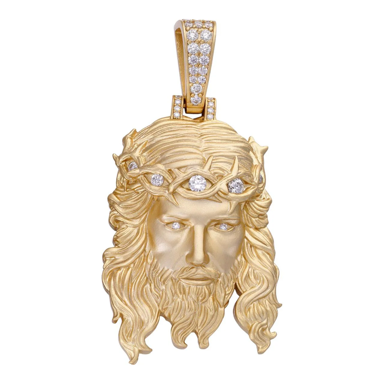 Moissanite Jesus Piece 14K Gold Pendant Matte Finish - Image 2
